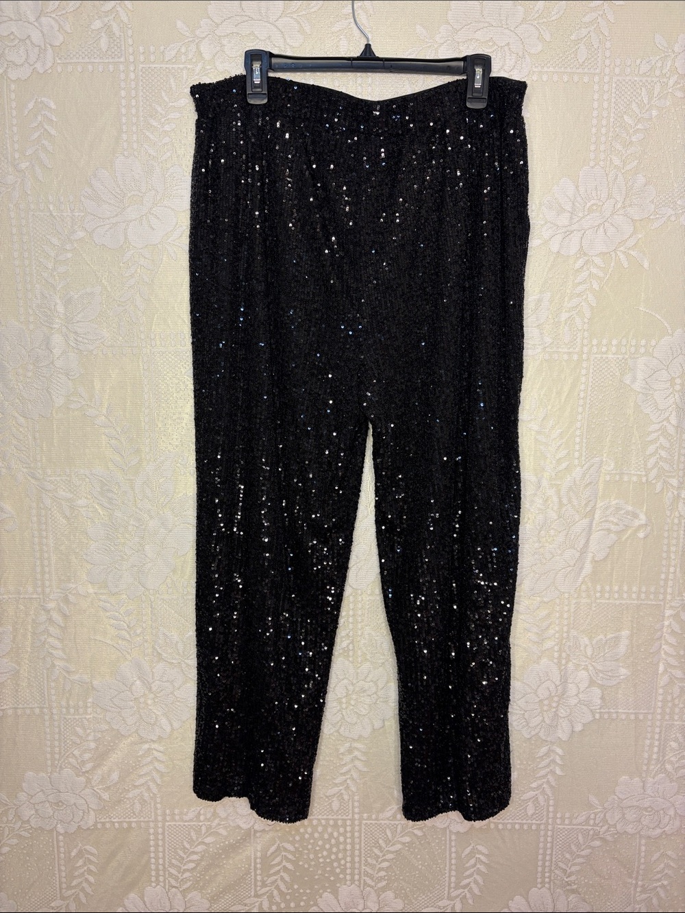 Cable & Gauge - Black Sequin Stretch Pants - Women's Evening Trousers Party Fab - Picture 6 of 14